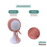 Baby Wool Knitted Wrap and Bonnet SR090 | NB | Peach